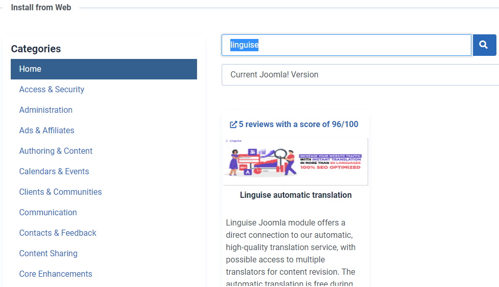 如何自动翻译所有Joomla 4 内容 