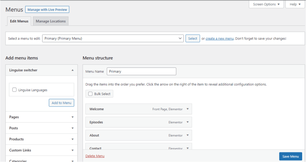 Come tradurre automaticamente le voci del menu WordPress