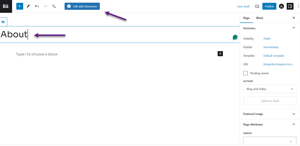 proporcione un título, haga clic en editar elementor - Cómo crear un sitio web multilingüe Elementor y traducir todo el contenido Elementor