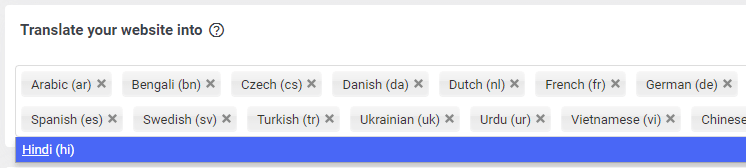 So übersetzen Sie eine Website in Hindi - Hindi im Plugin