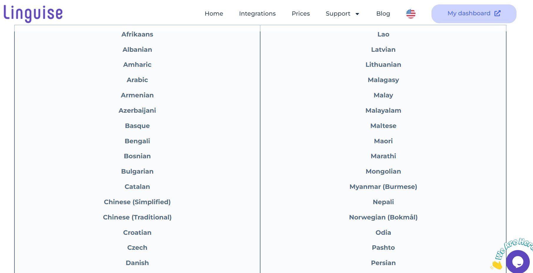 alternatif WPML terbaik - bahasa yang tersedia