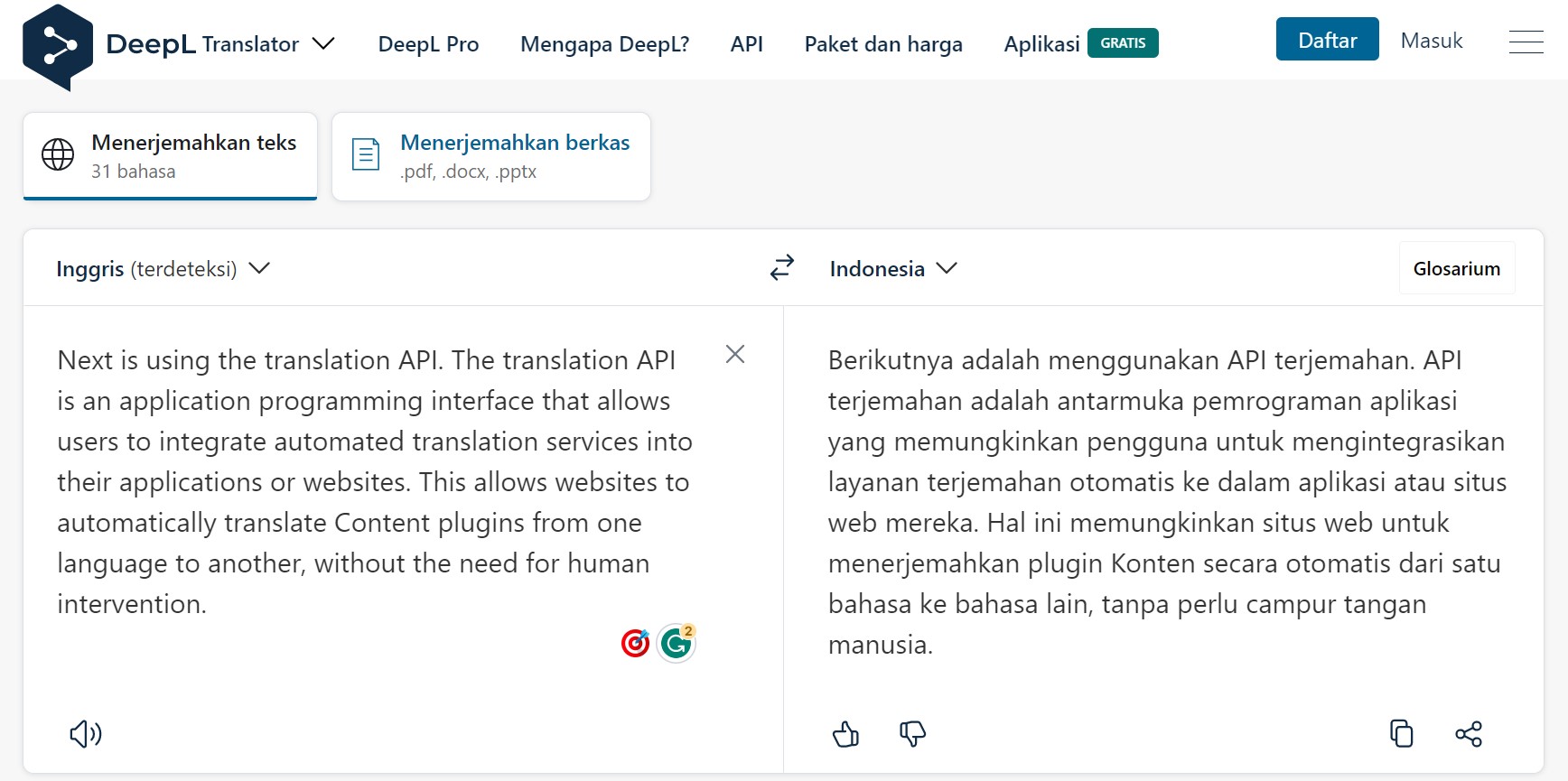 tradução automática do conteúdo do plugin WordPress - API deepl