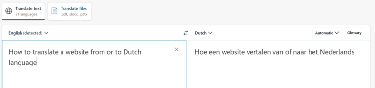 Dutch Website How to translate a website from or to Dutch language
