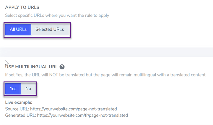 How to partially translate WordPress content (Exclude Posts, URLs) - text to ignore - exclusion by url - apply all url