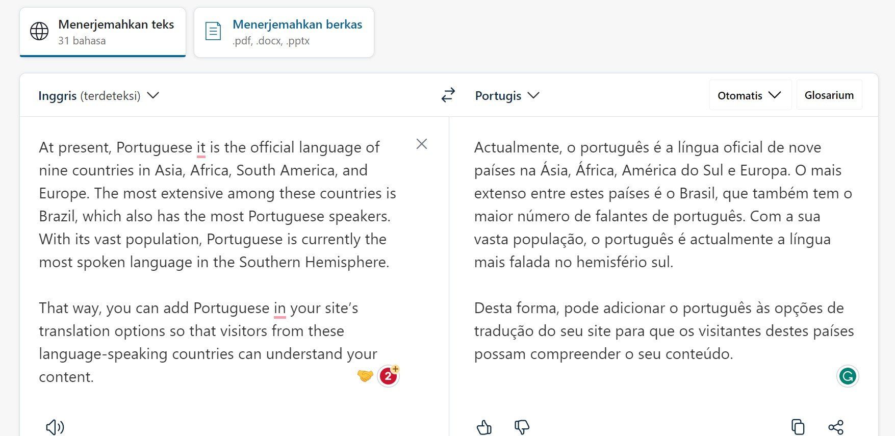 How to translate a website in Portuguese language - translation with DeepL