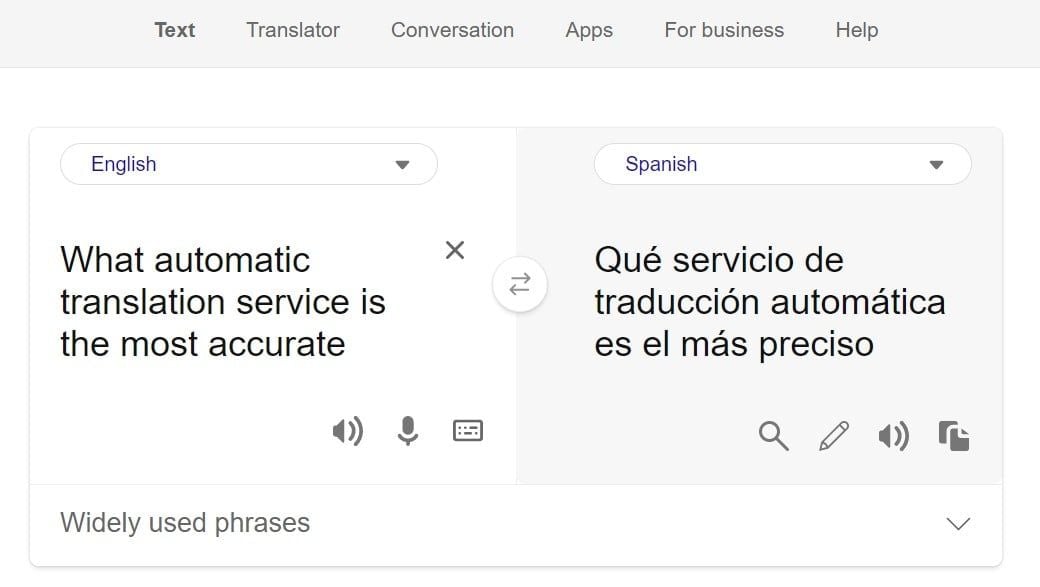 What automatic translation service is the most accurate - Bing