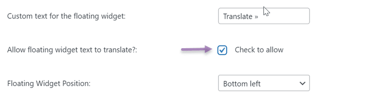 Cómo agregar Google Translate a un sitio web WordPress : marque para permitir