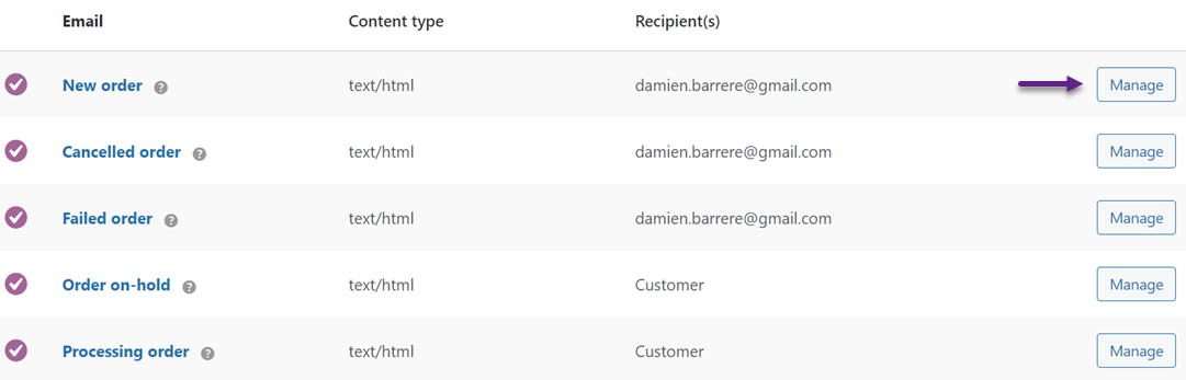 How to translate WooCommerce emails-click manage