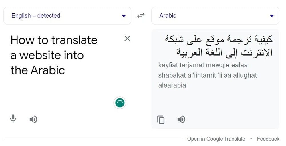 How to translate a website to Arabic language - google translate