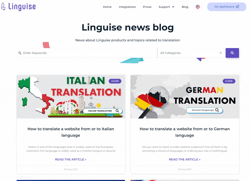 Pluginul WordPress Linguise Afișare limbă nouă, tranziție și DIVI fix-tranziție