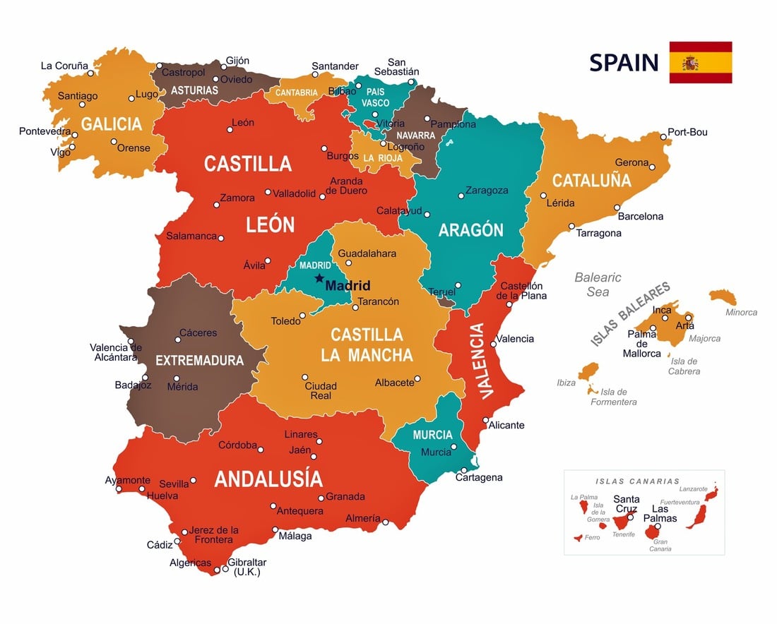 Top list of the most spoken languages in the world for translation -maps of spain
