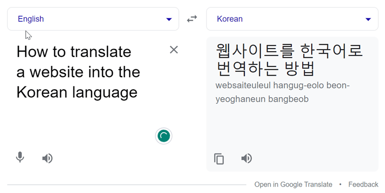 How to translate a website to Korean language - translate korean language with google