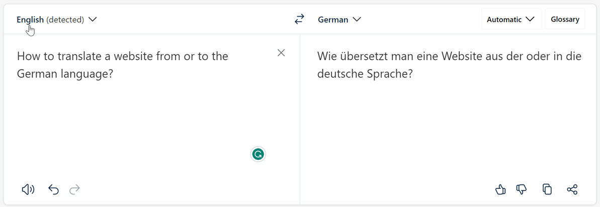 How to translate a website from or to German language -translate to german with deepl
