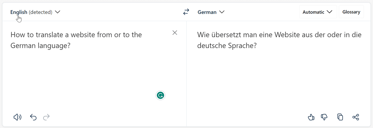 Cách dịch một trang web từ hoặc sang tiếng Đức -translate to german with deepl