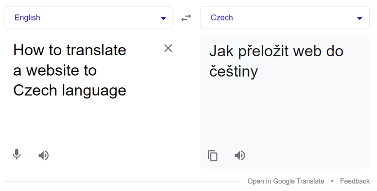 How to translate a website to Czech language-English to Czech google translate
