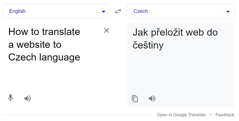 Hoe een website naar het Tsjechisch te vertalen - Engels naar Tsjechisch google translate