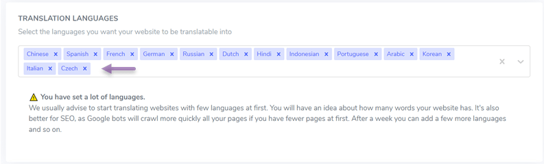 كيفية ترجمة موقع ويب إلى اللغة التشيكية - إضافة اللغة التشيكية