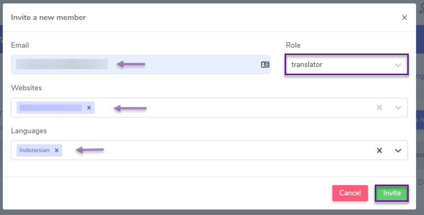 Comment configurer l&#39;accès des traducteurs sur votre site web-inviter un membre