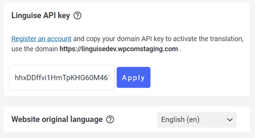 How to translate a WordPress website hosted on wordpres.com-paste api key WordPress website
