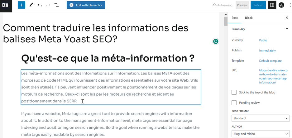 Cum să traduceți blocurile Gutenberg în WordPress - lipiți conținut din Google Translate