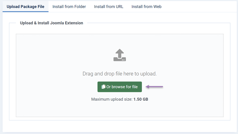 Come tradurre automaticamente le estensioni e i plugin Joomla : carica il pacchetto