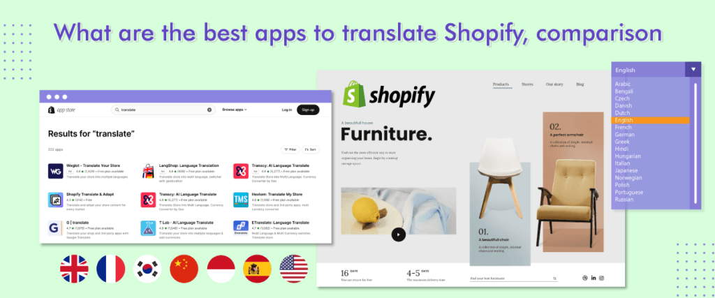 Quais são os melhores aplicativos para traduzir - Shopify , comparação
