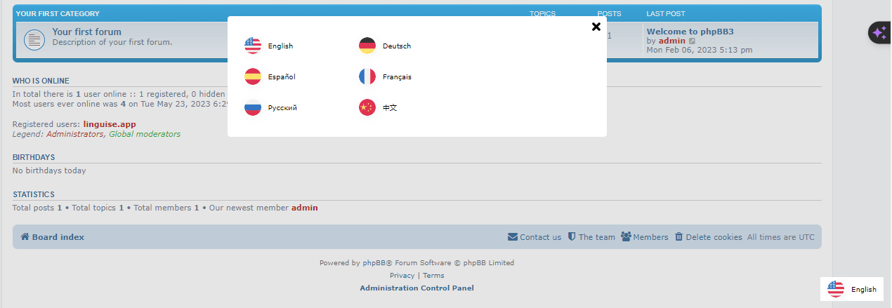 phpBB -changeur de langue