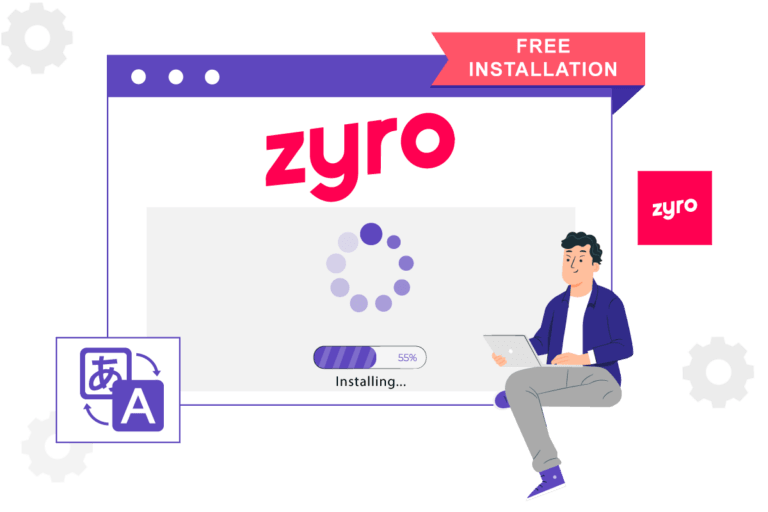 Bed om en gratis installation i din Zyro butik