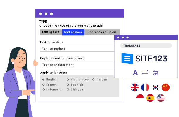 Site123 Reguli și dicționare de traducere