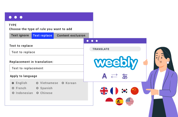 Règles et dictionnaires de traduction Weebly