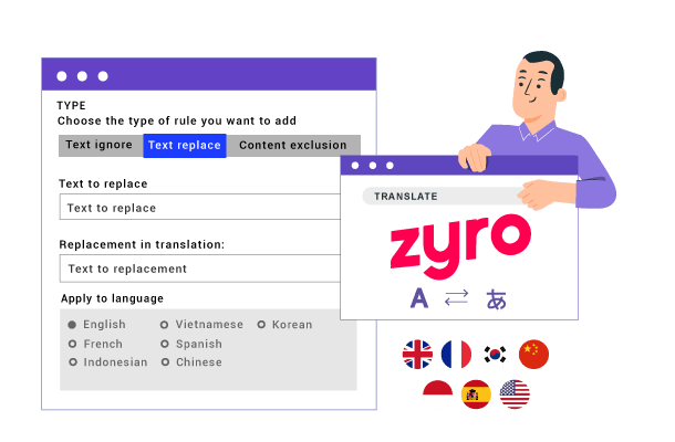 Reguli și dicționare de traducere Zyro