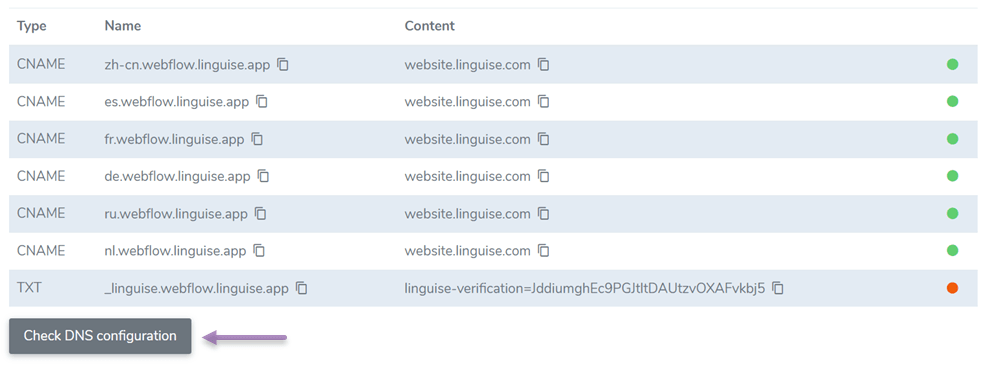Cómo traducir todo el contenido de su sitio web Webflow en 10 minutos: verifique la configuración de DNS