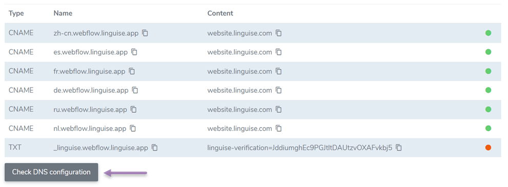 Comment traduire tout le contenu de votre site webflow en 10 minutes : vérifiez la configuration DNS