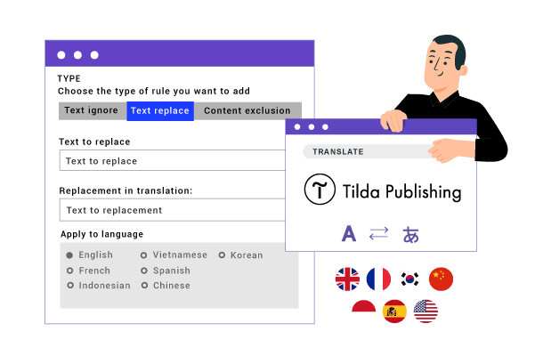 Regras e dicionários de tradução Tilda