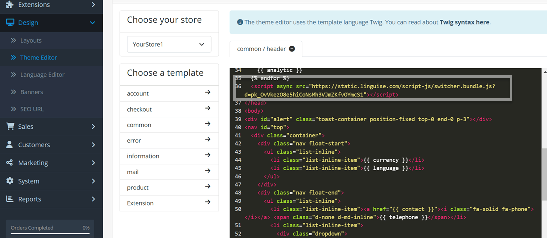 Cara mengatur pengalih bahasa untuk OpenCart