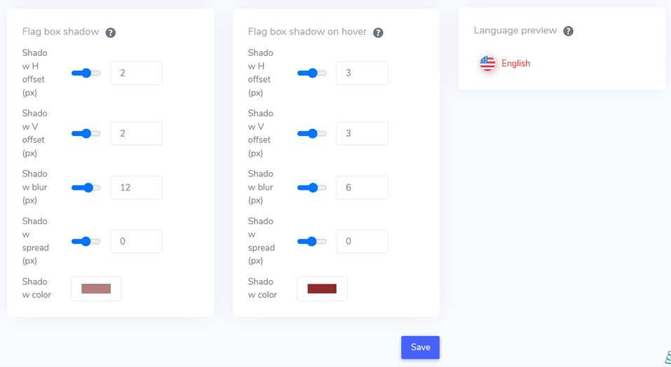 Cómo configurar el selector de idiomas para PrestaShop -flag shadow