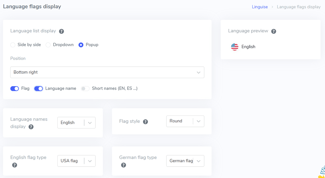 Cómo crear una visualización de indicadores de idioma de tienda de comercio electrónico multilingüe