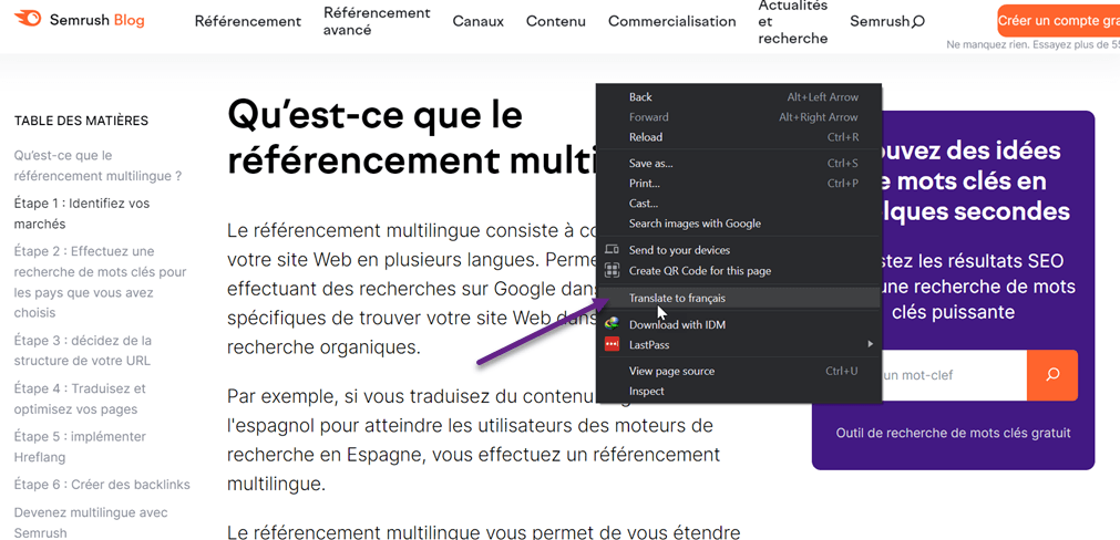 Come tradurre un sito web: fai clic con il pulsante destro del mouse, traduci