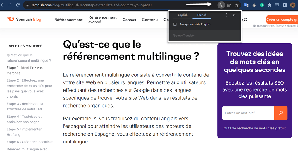 Comment traduire un site web-traduire via Chrome