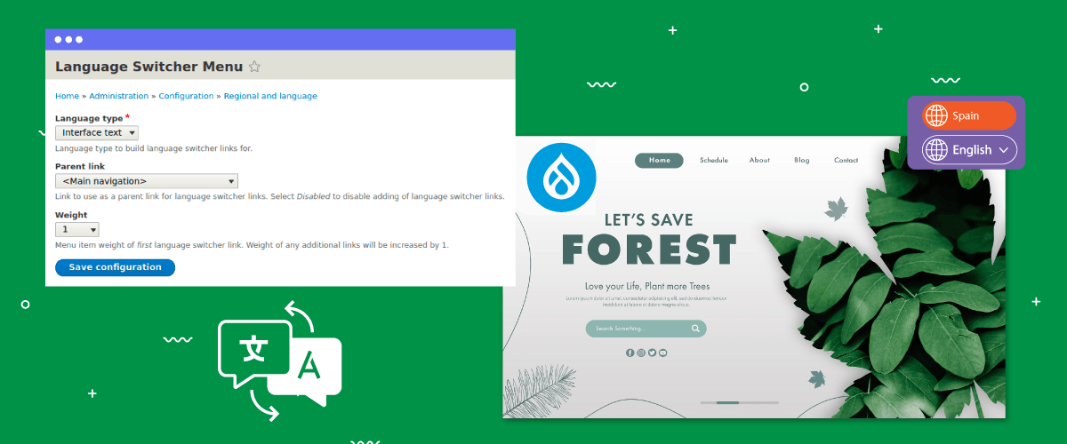 Cómo configurar el selector de idiomas para Drupal