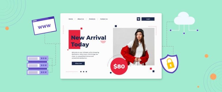 Donna in abito rosso su un sito web