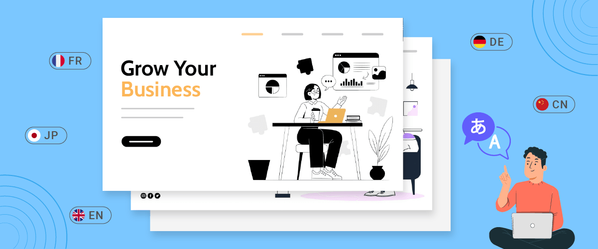 Concept de croissance d'entreprise avec un ordinateur et des icônes