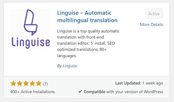 Complemento Linguise : blog multilingüe