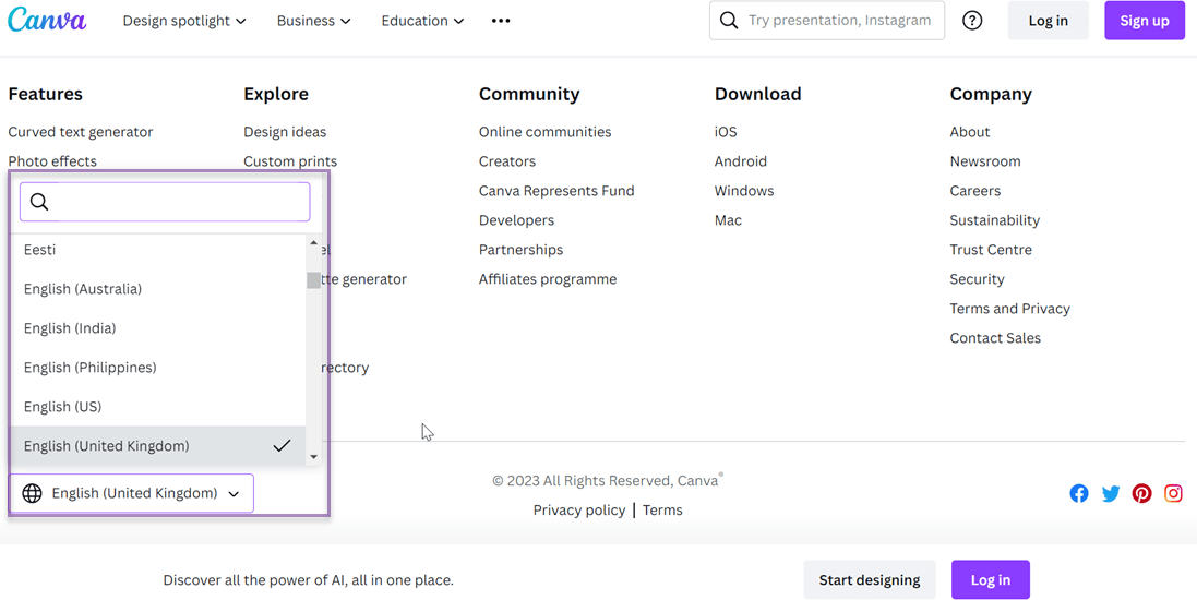 Canva - Cum se creează un site web în mai multe limbi + Cele mai bune practici