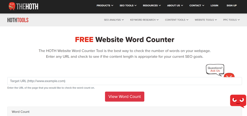 Hoth - En İyi Web Sayfası Kelime Sayacı Web Siteleri