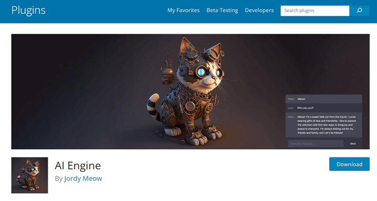 AI Engine - 15 cele mai bune pluginuri WordPress Chatbot pentru site-ul dvs