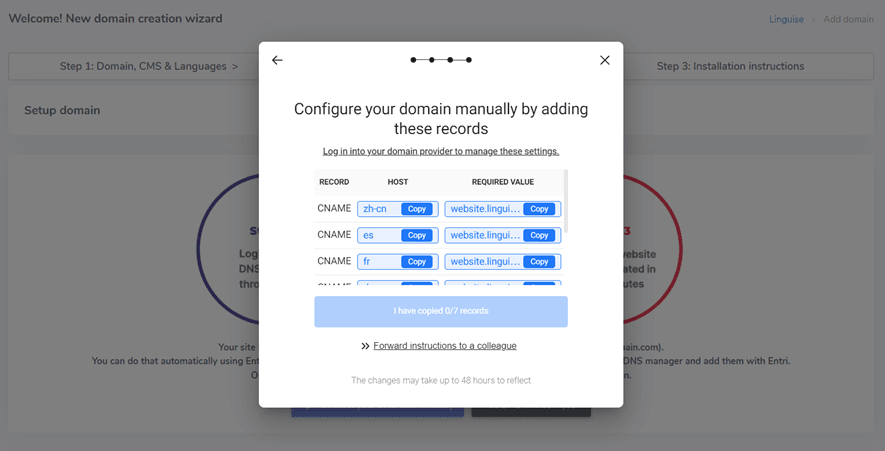 kopieer DNS - Hoe automatische vertaling op een Tilda -website te implementeren