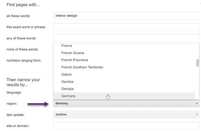 região de clique - Como ver os resultados de pesquisa do Google para diferentes países