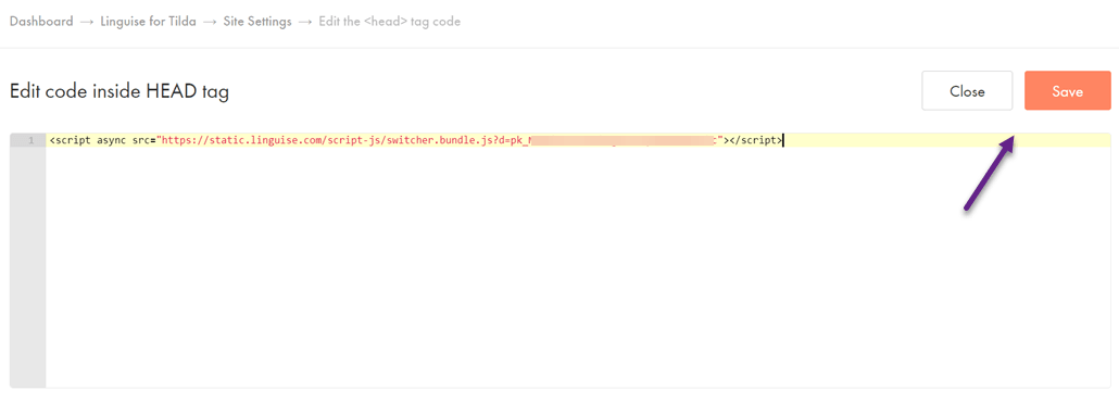 コードを貼り付ける - Tilda Web サイトに自動翻訳を実装する方法