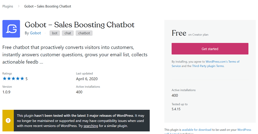 Gobot - 15 أفضل ملحقات WordPress Chatbot لموقعك على الويب